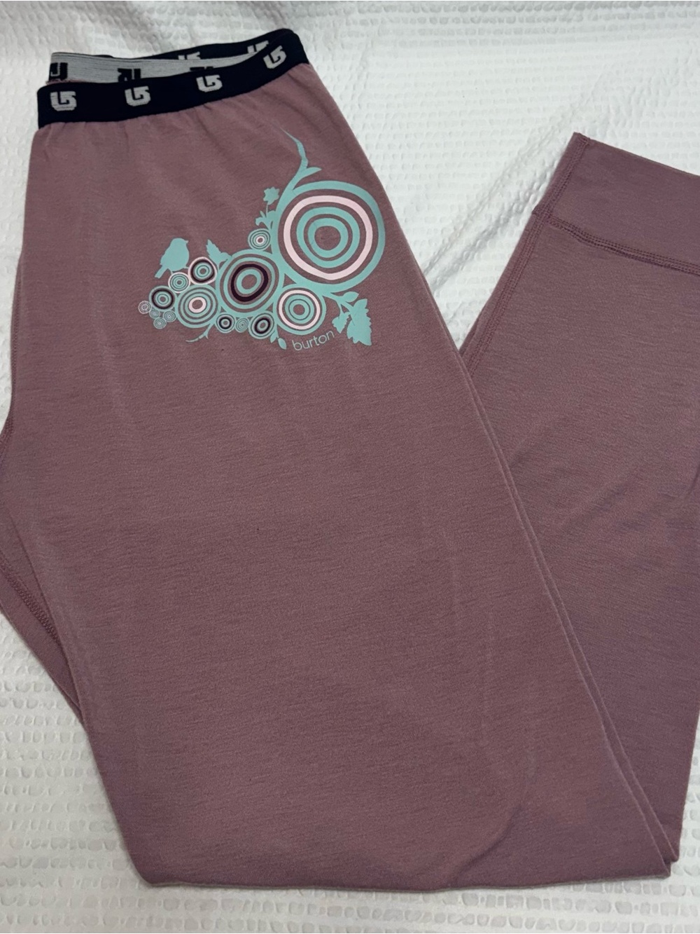 Burton Mauve Base Layer Pants with Aqua Graphic